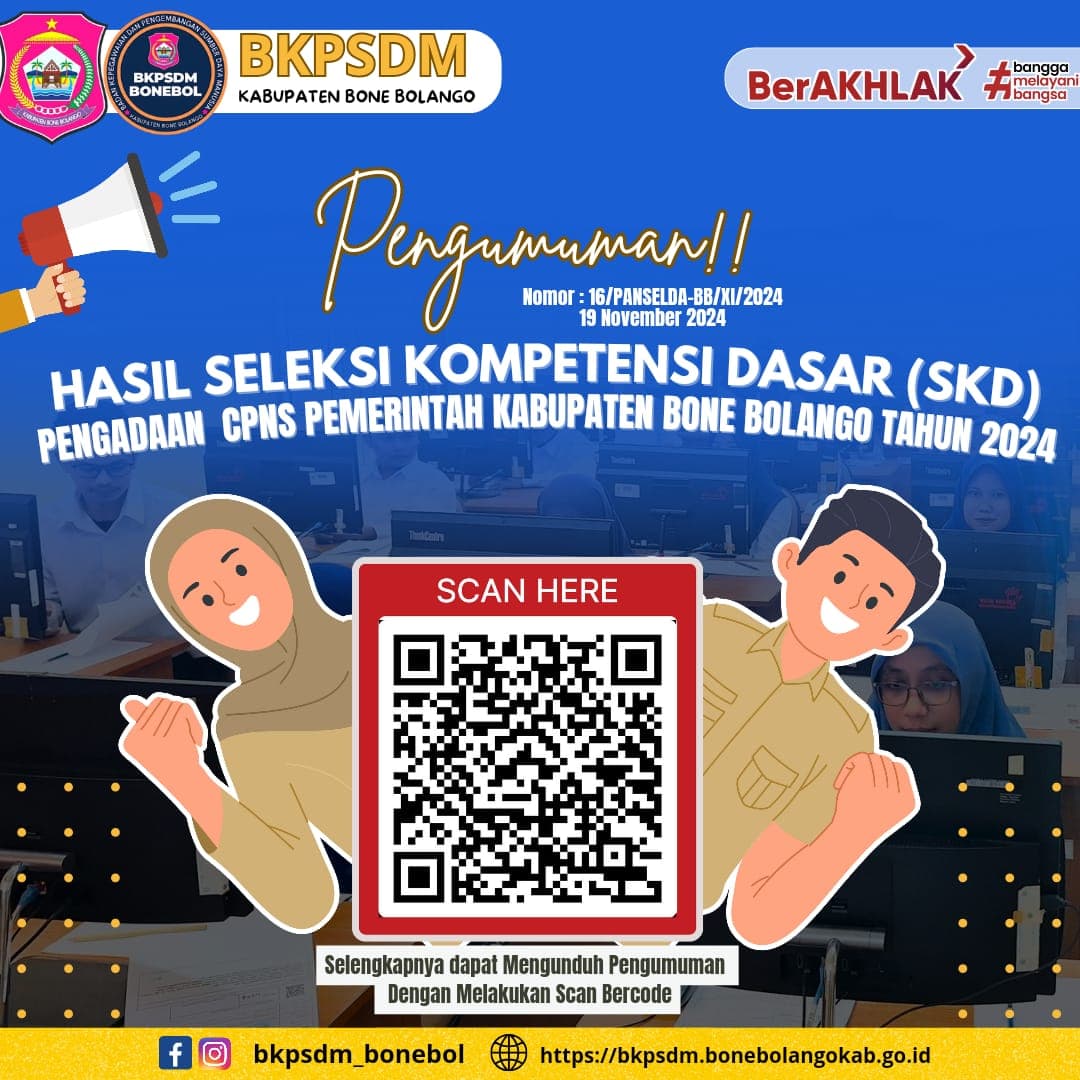 PENGUMUMAN HASIL SKD CPNS KAB. BONE BOLANGO T.A. 2024
